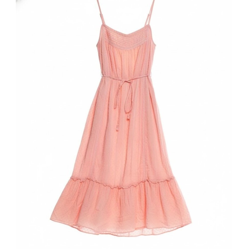 NWT La Vie Rebecca Taylor Kelsey in Blossom Pink Clip Dot Cotton Sundress L